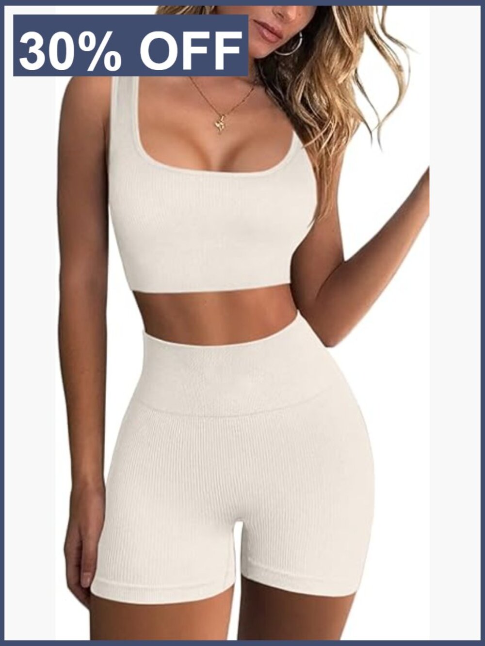 Seamless Ribbed Crop Tank & High Waist Biker Shorts Set
